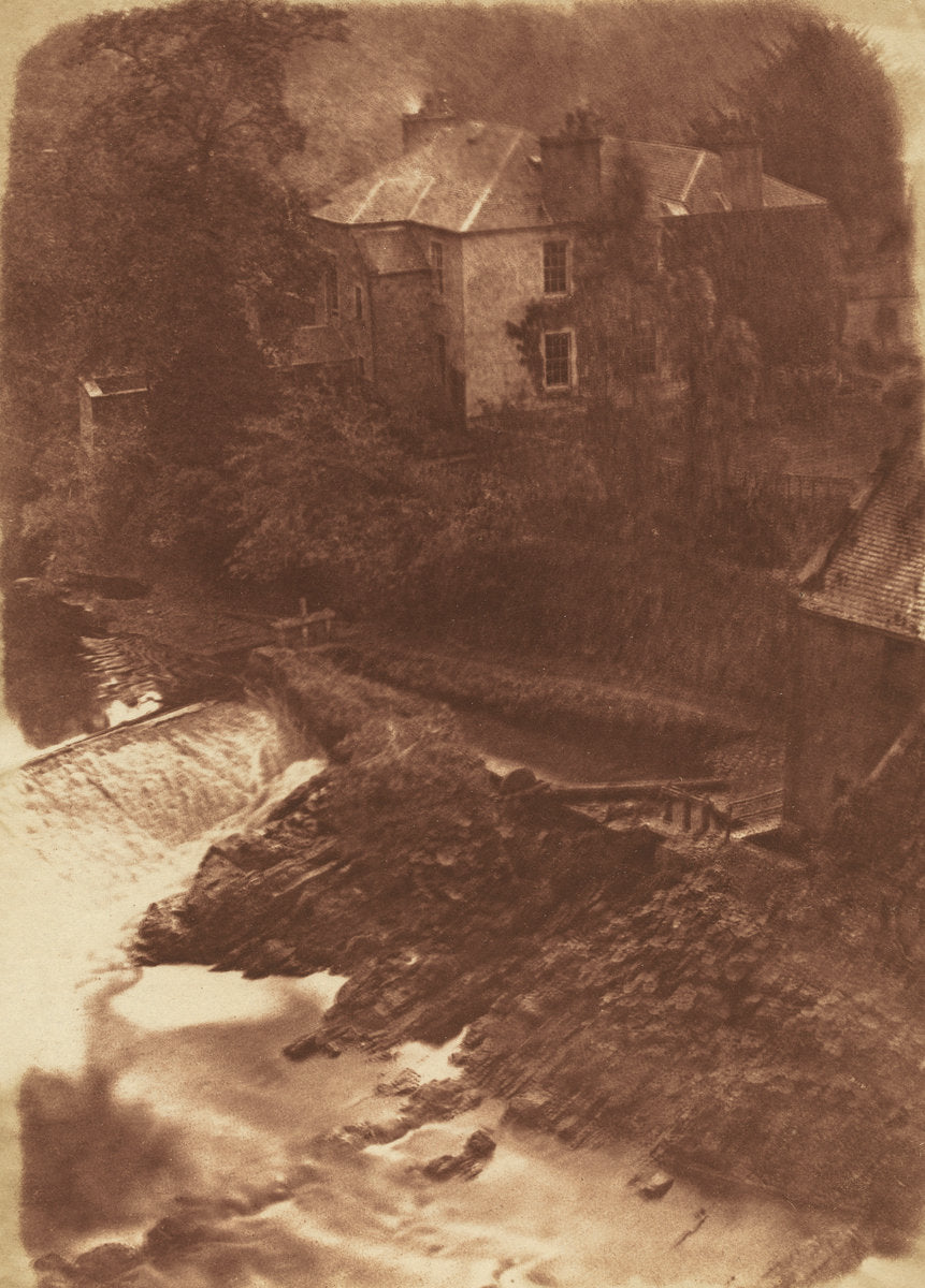 Colinton Manse and weir, with part of the old mill on the right by David Octavius Hill and Robert Adamson (Scottish, 1821 - 1848), 16X12"(A3)Poster Print