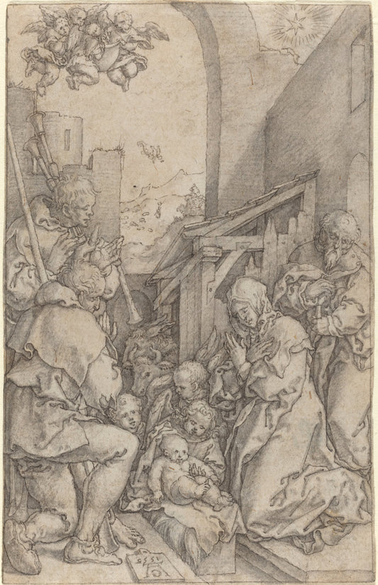 The Nativity by Heinrich Aldegrever (German, 1502 - 1555/1561), 16X12"(A3)Poster Print