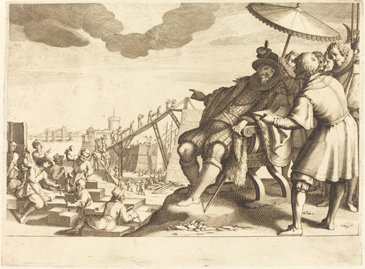 Construction and Fortification of the Port  of Livorno by Jacques Callot (French, 1592 - 1635), 16X12"(A3)Poster Print