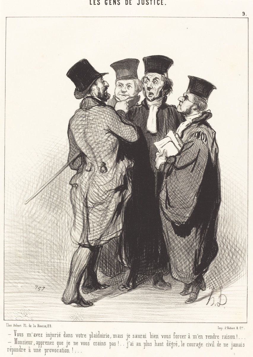 Vous m'avez injurié dans votre plaidoirie... by Honoré Daumier (French, 1808 - 1879), 16X12"(A3)Poster Print