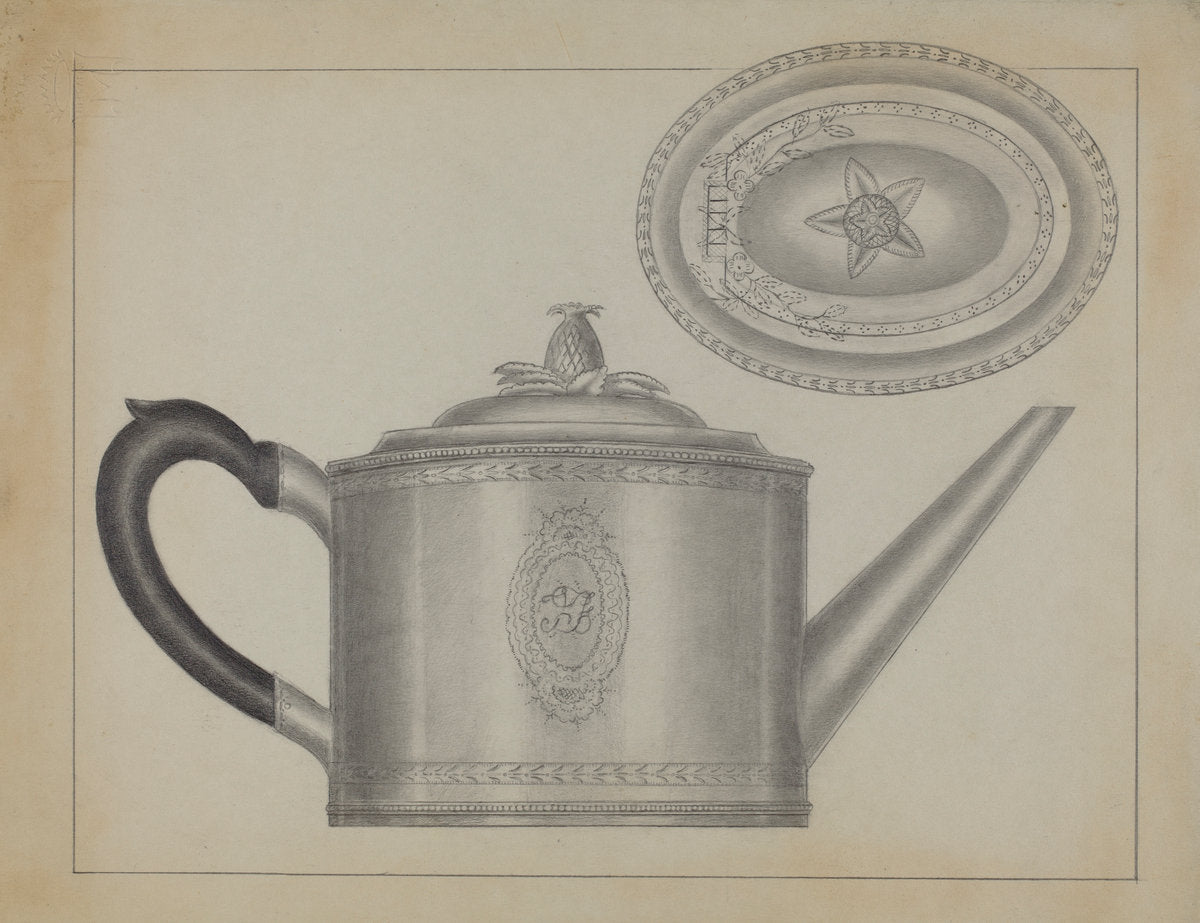 Silver Teapot by Gordon Sanborn (American, active c. 1935), 16X12"(A3)Poster Print