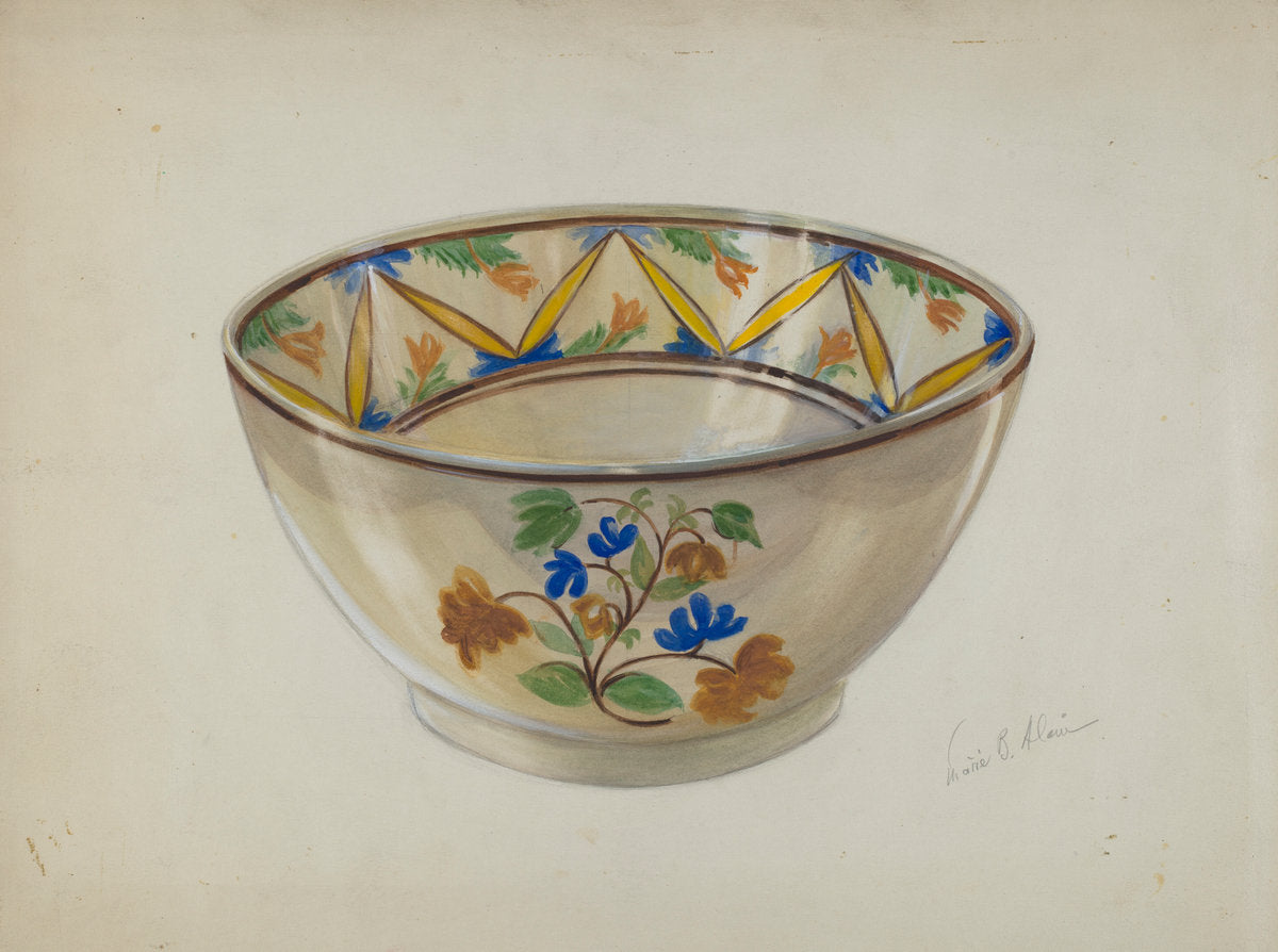 Bowl by Marie Alain (American, active c. 1935), 16X12"(A3)Poster Print