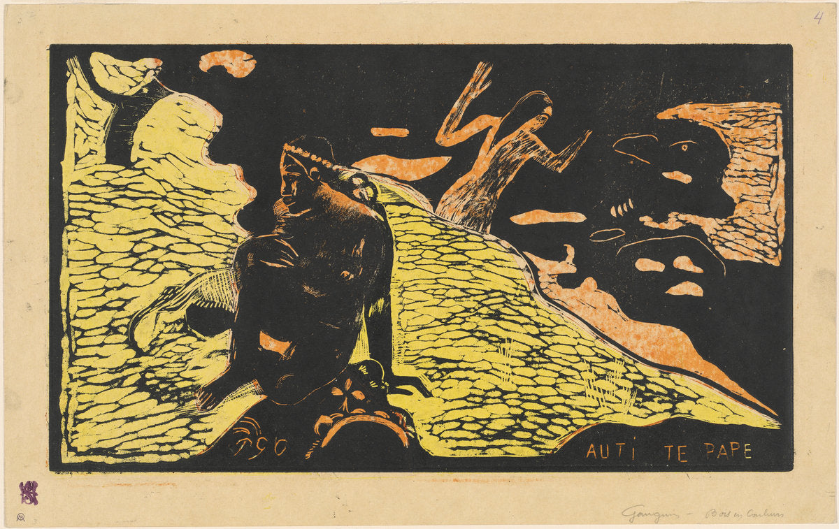Auti te Pape (Women at the River) by Paul Gauguin (French, 1848 - 1903), 16X12"(A3)Poster Print