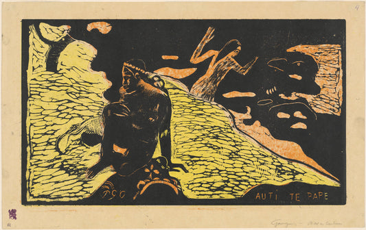 Auti te Pape (Women at the River) by Paul Gauguin (French, 1848 - 1903), 16X12"(A3)Poster Print