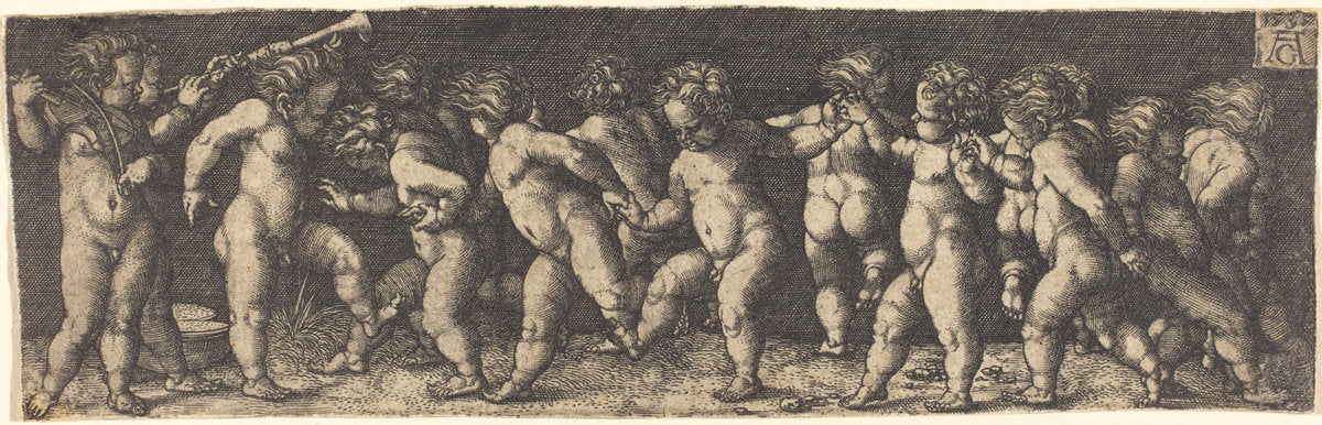 Dancing Children by Heinrich Aldegrever (German, 1502 - 1555/1561), 16X12"(A3)Poster Print