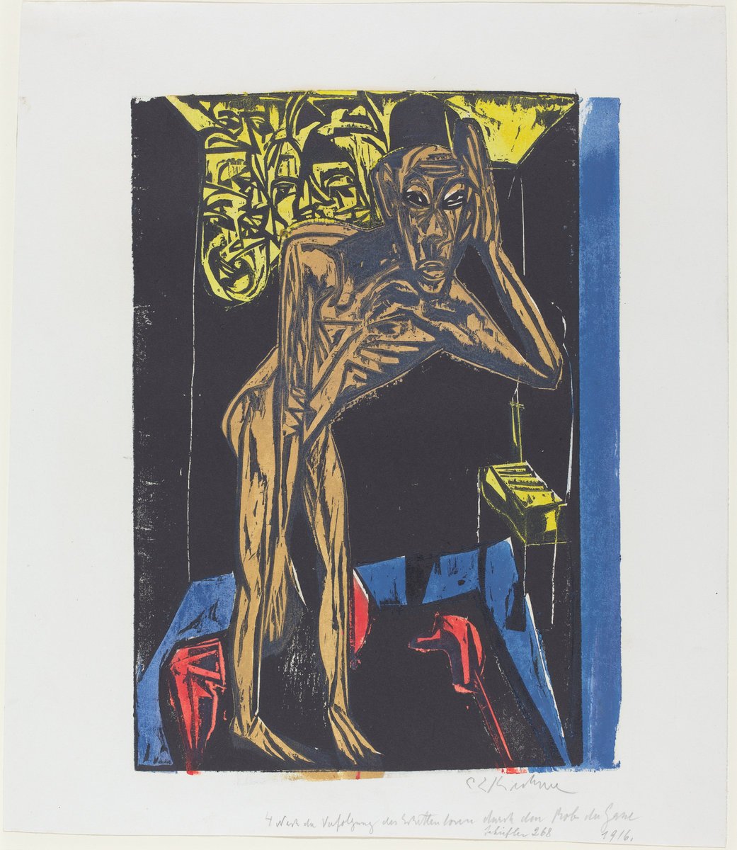 Peter Schlemihls wundersame Geschichte: Schlemihl in der Einsamkeit des Zimmers (Peter Schlemihl's Wondrous Story: Schlemihl in the Solitude of His Room) by Ernst Ludwig Kirchner (German, 1880 - 1938), 16X12"(A3)Poster Print