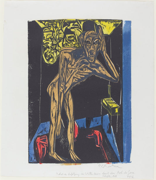Peter Schlemihls wundersame Geschichte: Schlemihl in der Einsamkeit des Zimmers (Peter Schlemihl's Wondrous Story: Schlemihl in the Solitude of His Room) by Ernst Ludwig Kirchner (German, 1880 - 1938), 16X12"(A3)Poster Print