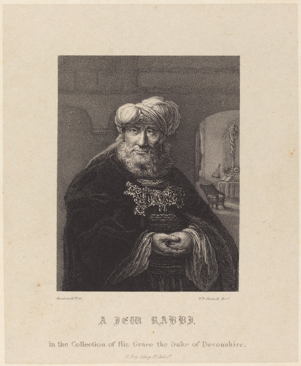 A Jewish Rabbi by William P. Sherlock after Rembrandt van Rijn (British, active c. 1800/1820), 16X12"(A3)Poster Print