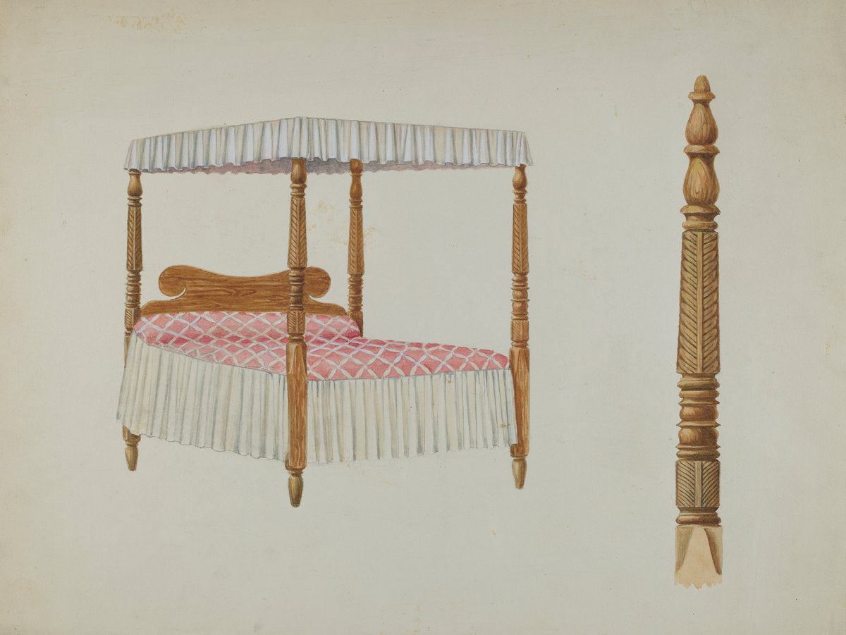 Four Post Bed by David S. De Vault (American, active c. 1935), 16X12"(A3)Poster Print