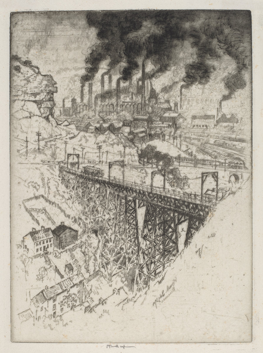 Edgar Thomson Works, Bessemer by Joseph Pennell (American, 1857 - 1926), 16X12"(A3)Poster Print