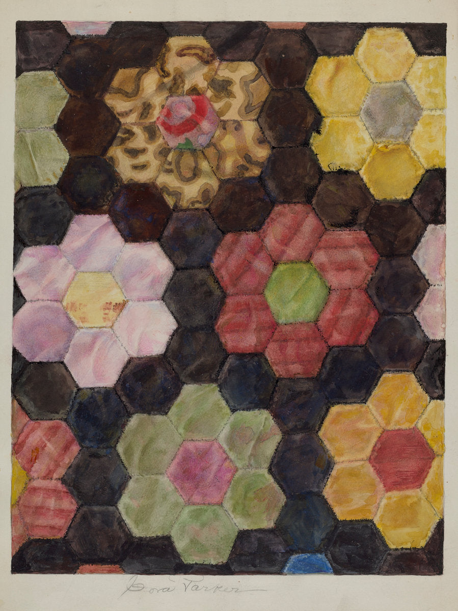 Velvet Pieced Quilt by Cora Parker (American, active c. 1935), 16X12"(A3)Poster Print