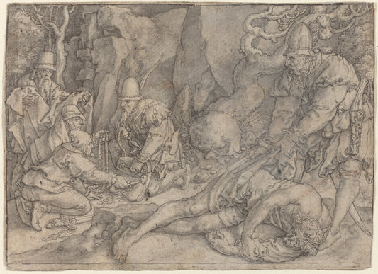 A Man Overpowered By Thieves by Heinrich Aldegrever (German, 1502 - 1555/1561), 16X12"(A3)Poster Print