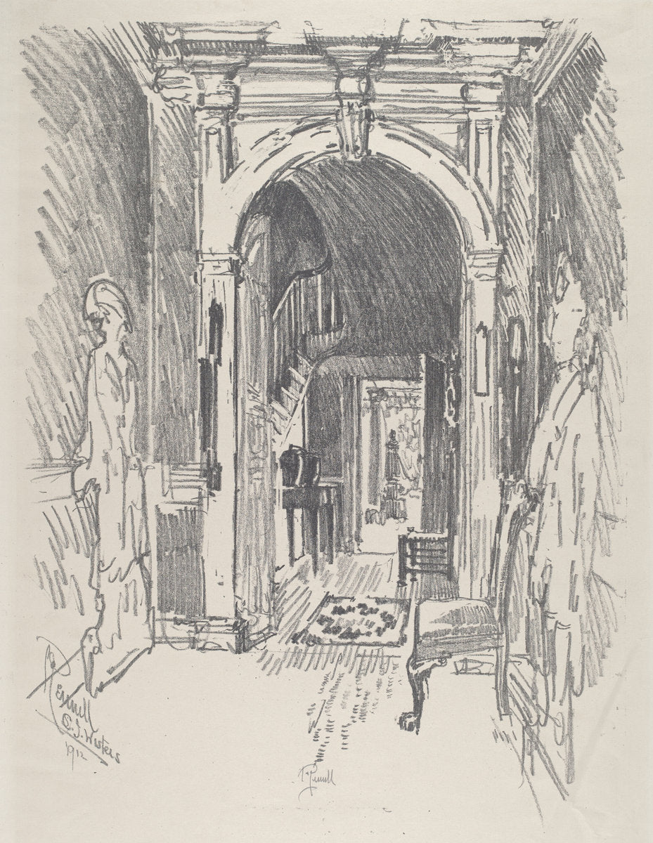 Hallway at Dr. Wister's by Joseph Pennell (American, 1857 - 1926), 16X12"(A3)Poster Print
