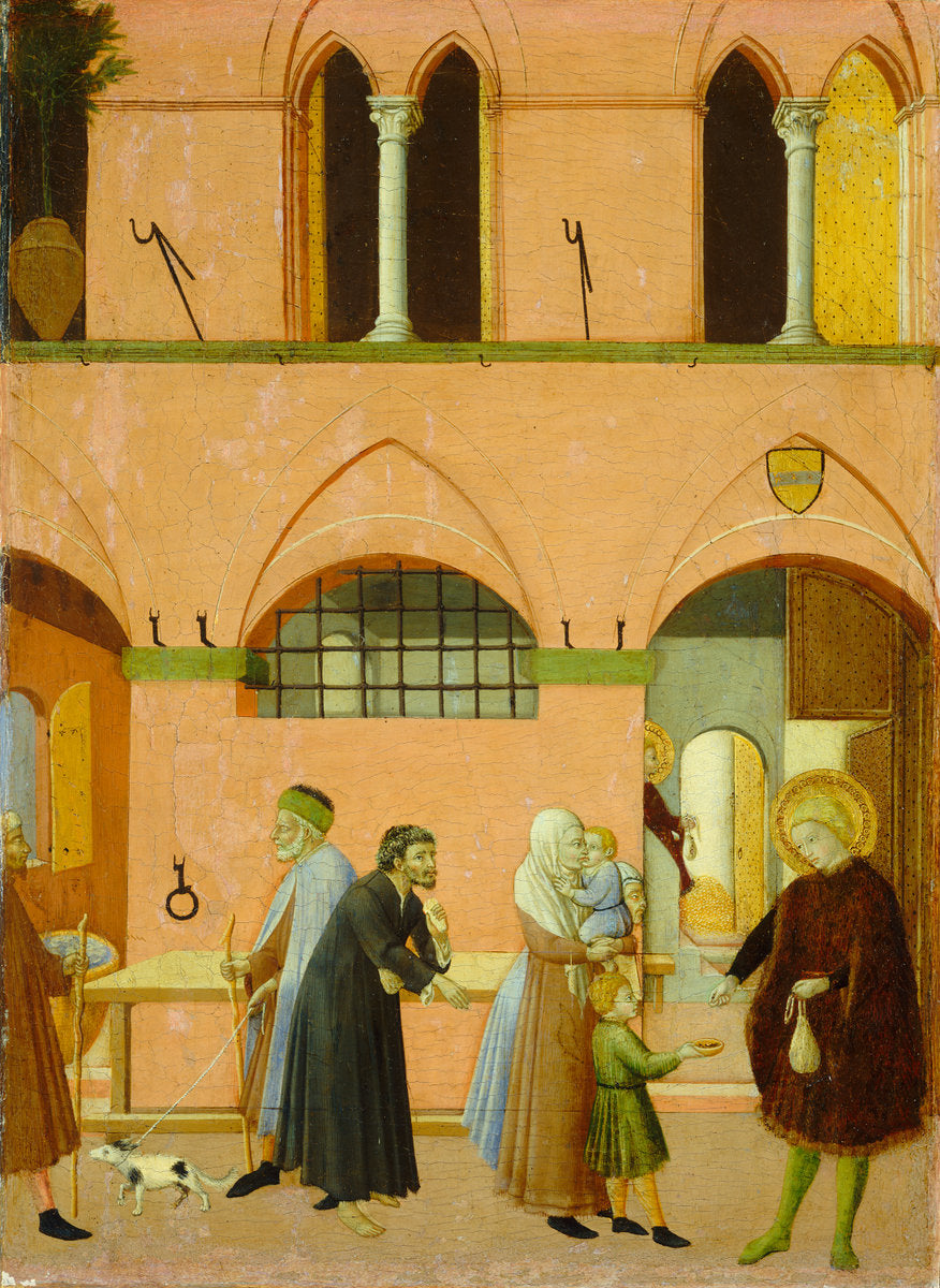Saint Anthony Distributing His Wealth to the Poor by Master of the Osservanza (Sano di Pietro?) (Sienese, active late 1420s - early 1440s), 16X12"(A3)Poster Print