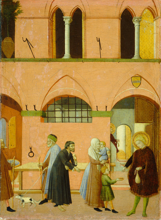 Saint Anthony Distributing His Wealth to the Poor by Master of the Osservanza (Sano di Pietro?) (Sienese, active late 1420s - early 1440s), 16X12"(A3)Poster Print