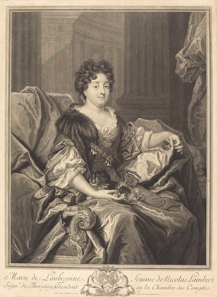 Marie de Laubespine by Pierre Drevet after Nicolas de Largillierre (French, 1663 - 1738), 16X12"(A3)Poster Print