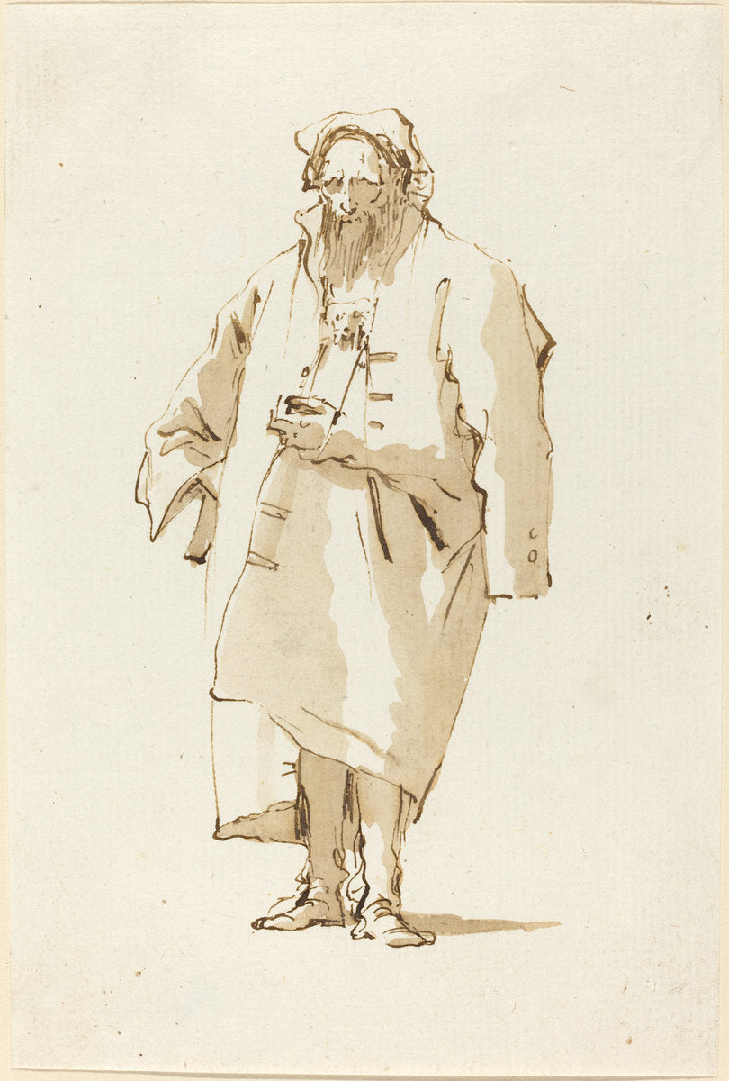 A Standing Oriental Wearing a Greatcoat by Giovanni Battista Tiepolo (Venetian, 1696 - 1770), 16X12"(A3)Poster Print
