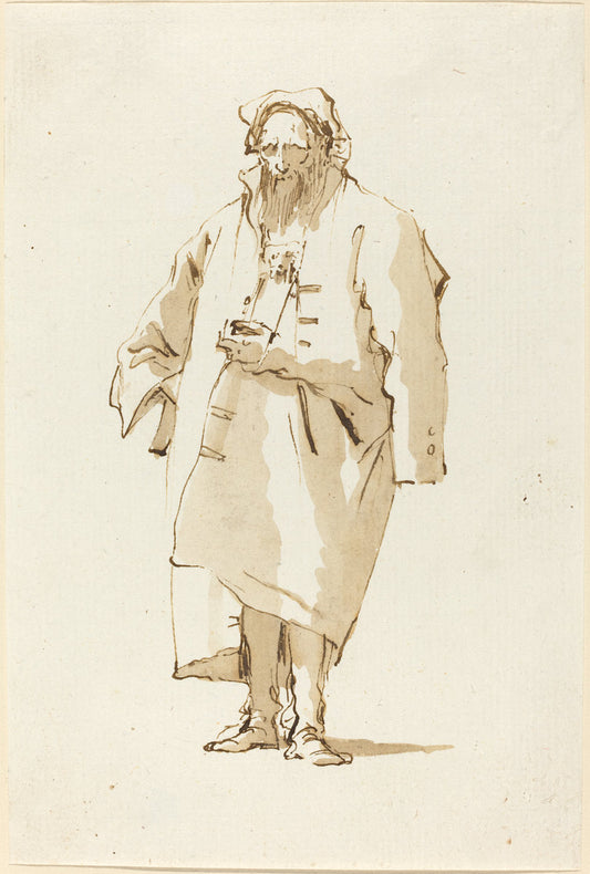 A Standing Oriental Wearing a Greatcoat by Giovanni Battista Tiepolo (Venetian, 1696 - 1770), 16X12"(A3)Poster Print