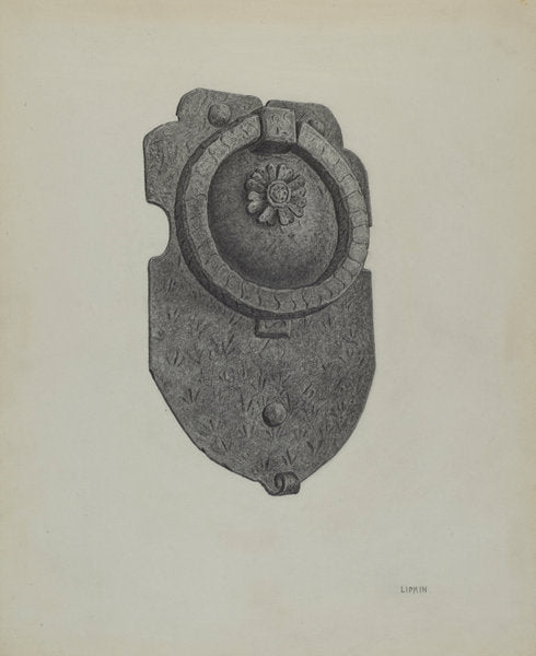 Door Knocker by Jacob Lipkin (American, active c. 1935), 16X12"(A3)Poster Print