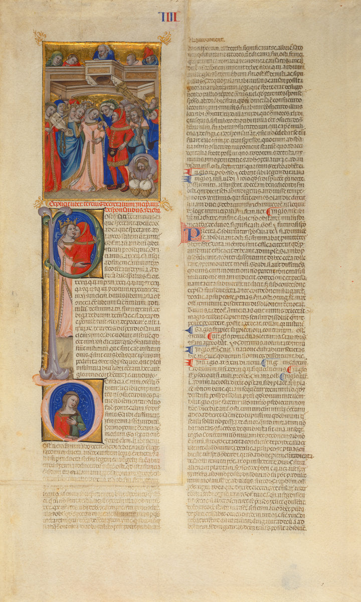 The Marriage; the Kiss of the Bride (initial P); the Bride Abandoned (initial D) by Nicolo da Bologna (Italian, active 1348/1399), 16X12"(A3)Poster Print