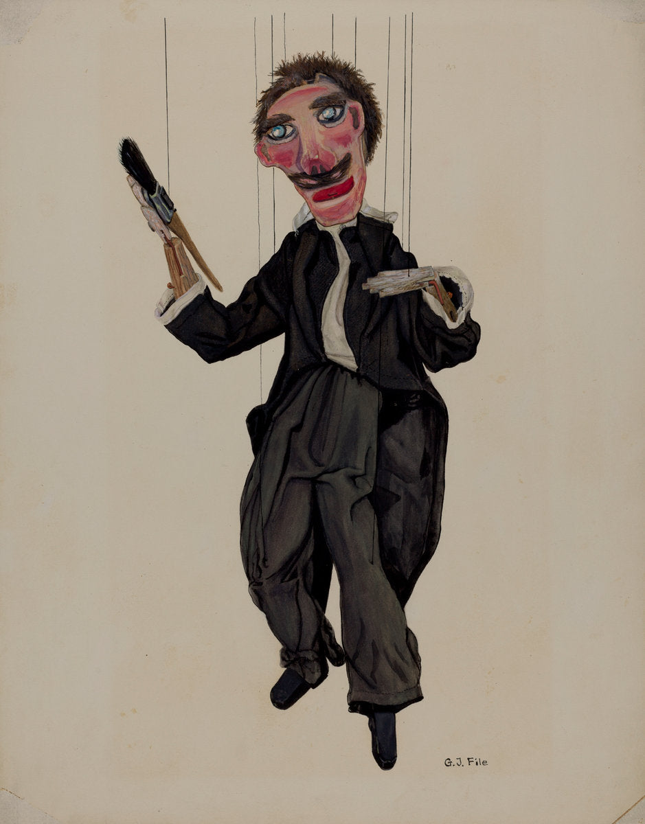 Puppet by George File (American, active c. 1935), 16X12"(A3)Poster Print