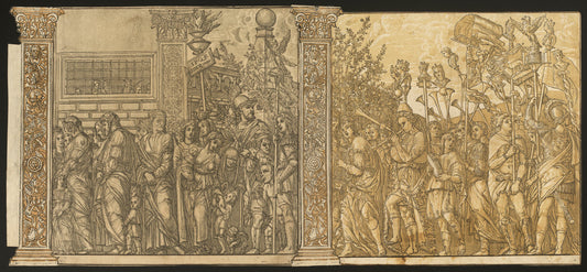 The Triumph of Julius Caesar [no.7 and 8 plus 2 columns] by Andrea Andreani after Andrea Mantegna (Italian, 1558/1559 - 1629), 16X12"(A3)Poster Print
