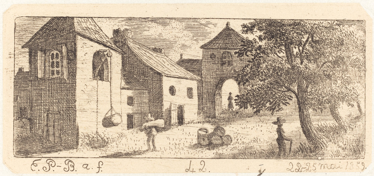 The Farmyard by Emmanuel Phélippes-Beaulieu (French, born 1829), 16X12"(A3)Poster Print