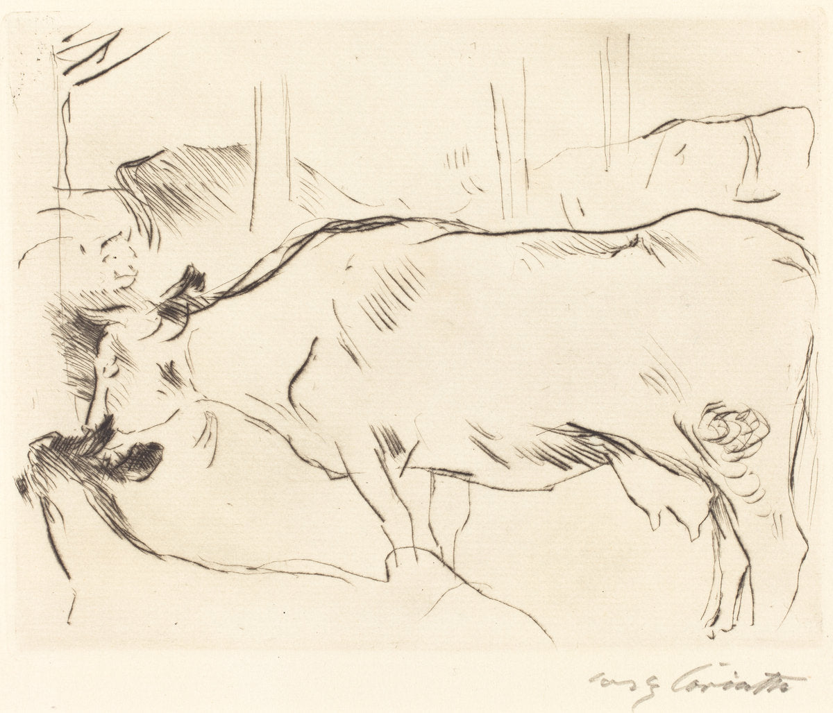 Cow Barn - II (Kuhstall II) by Lovis Corinth (German, 1858 - 1925), 16X12"(A3)Poster Print