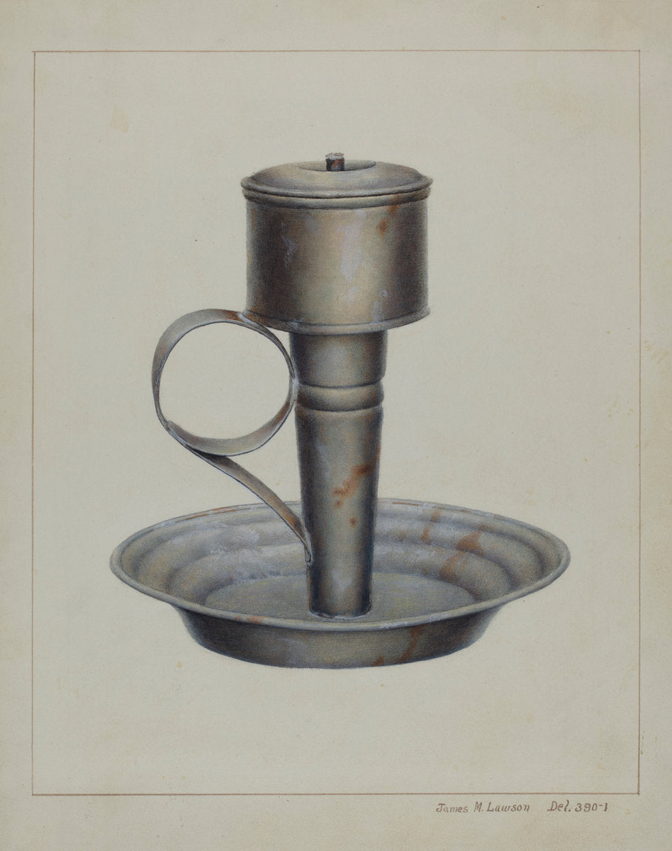 Portable Whale Oil Lamp by James M. Lawson (American, active c. 1935), 16X12"(A3)Poster Print