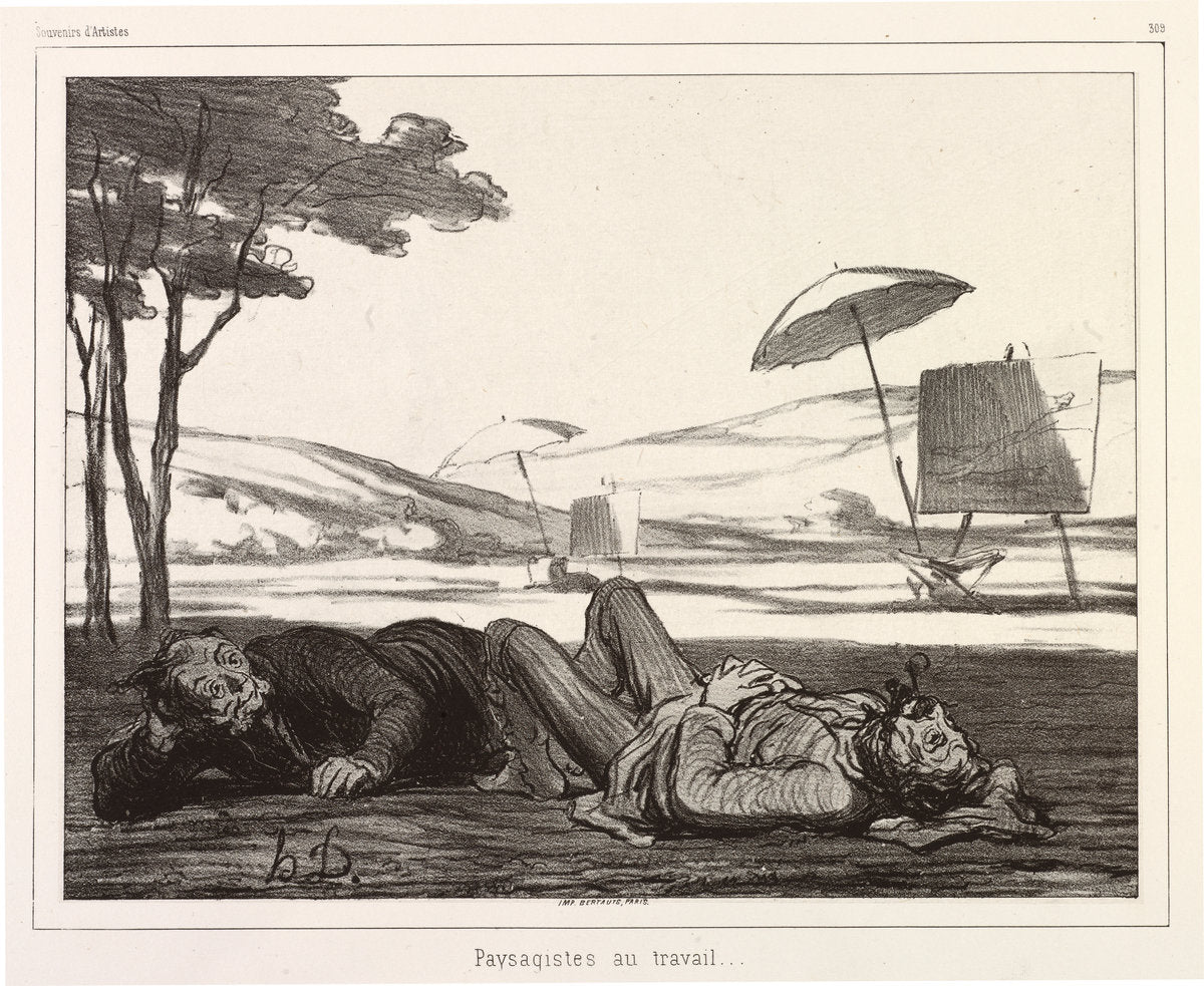 Paysagistes au travail (Landscape Artists at Work) by Honoré Daumier (French, 1808 - 1879), 16X12"(A3)Poster Print