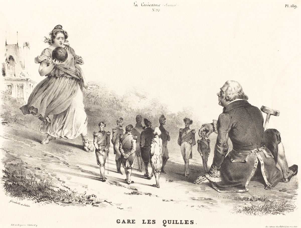 1830s by Jean-Ignace-Isidore Grandville (Gare les Quilles), 16X12"(A3)Poster Print