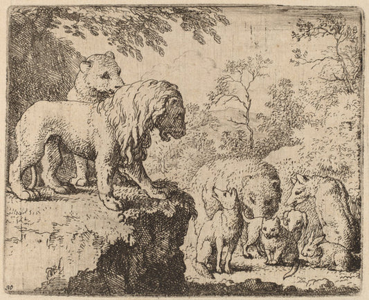 The Lion Pardons Reynard before the Other Animals by Allart van Everdingen (Dutch, 1621 - 1675), 16X12"(A3)Poster Print