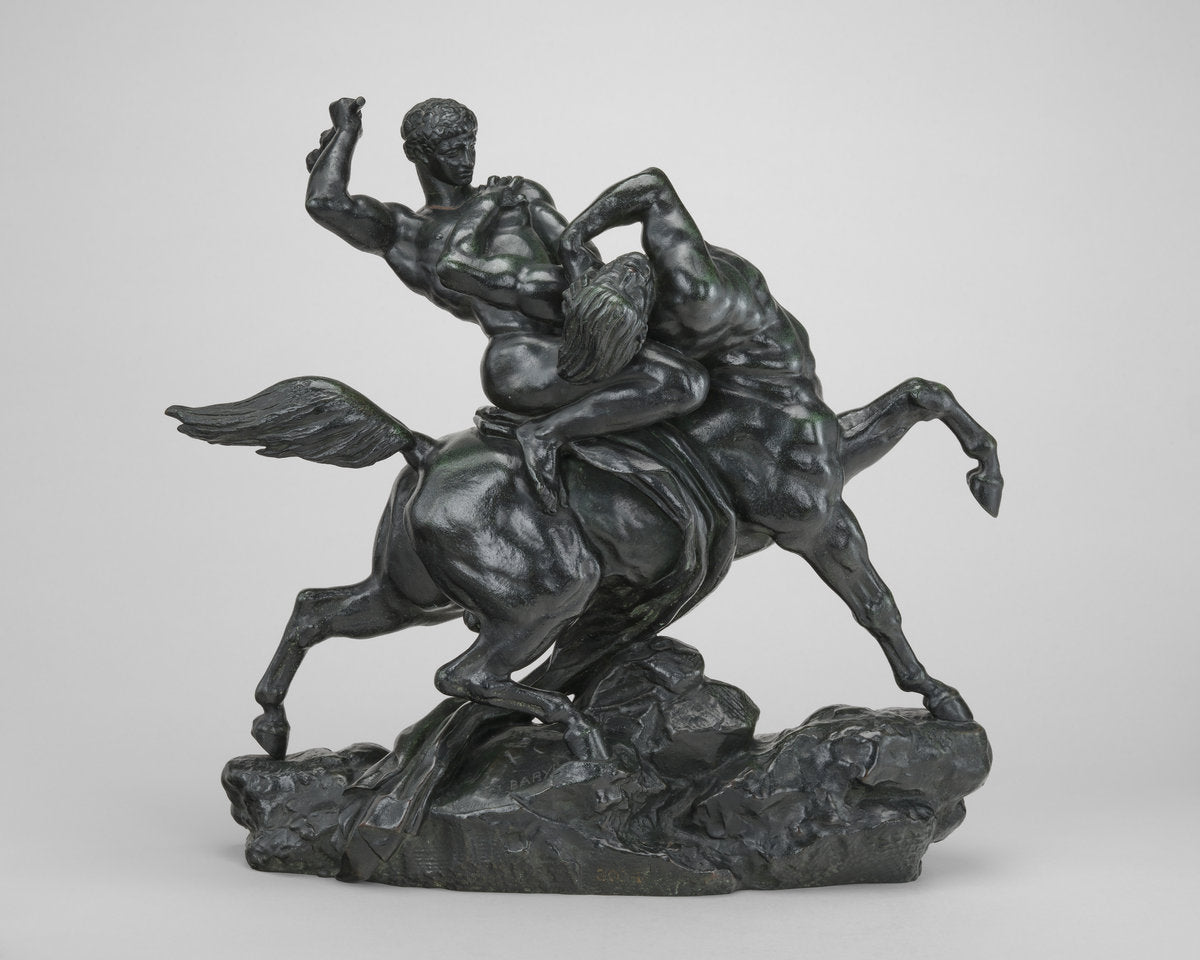 Lapith (Theseus) Fighting an Centaur (sketch) by Antoine-Louis Barye (French, 1795 - 1875), 16X12"(A3)Poster Print