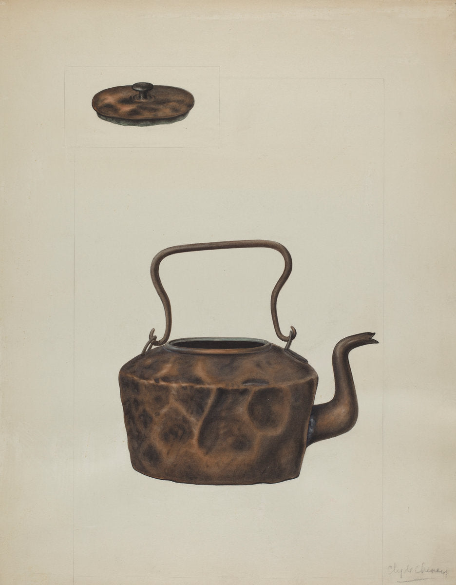 Copper Tea Kettle by Clyde L. Cheney (American, active c. 1935), 16X12"(A3)Poster Print
