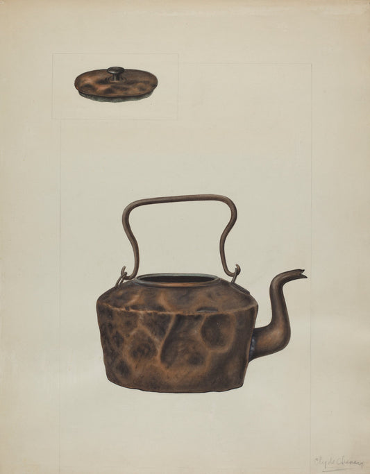 Copper Tea Kettle by Clyde L. Cheney (American, active c. 1935), 16X12"(A3)Poster Print
