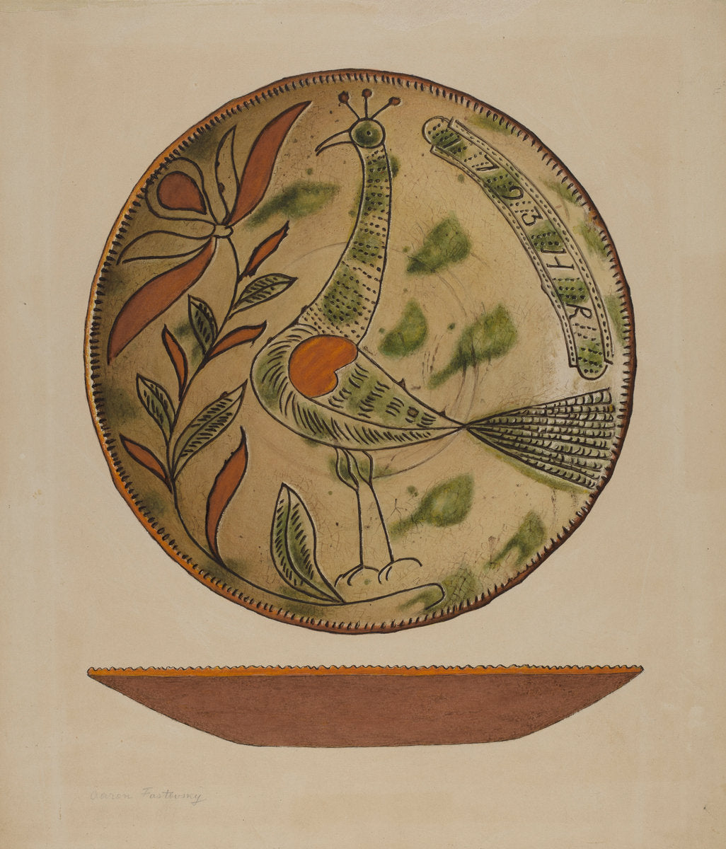 Pennsylvania German Plate by Aaron Fastovsky (American, active c. 1935), 16X12"(A3)Poster Print