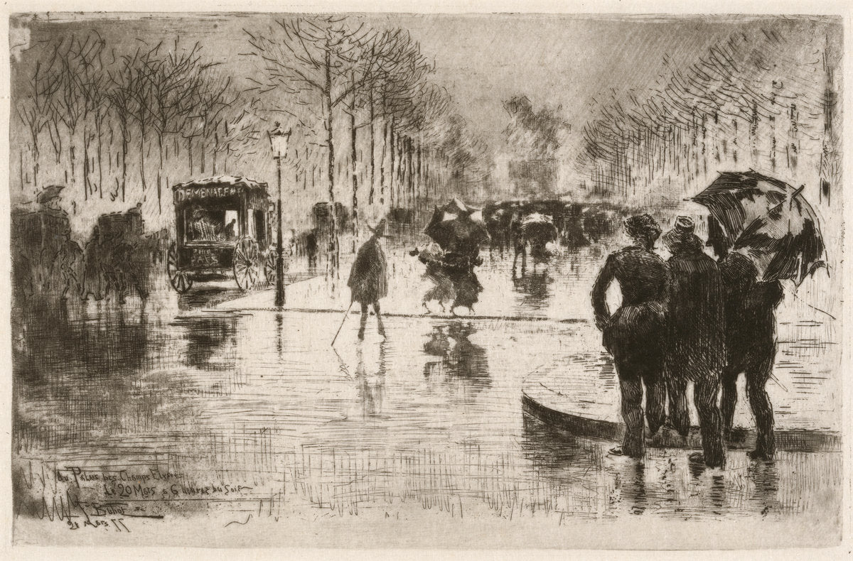 Le retour des artistes (The Return of the Artists) by Félix-Hilaire Buhot (French, 1847 - 1898), 16X12"(A3)Poster Print