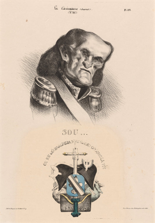 Soult (Maréchal) by Honoré Daumier (French, 1808 - 1879), 16X12"(A3)Poster Print