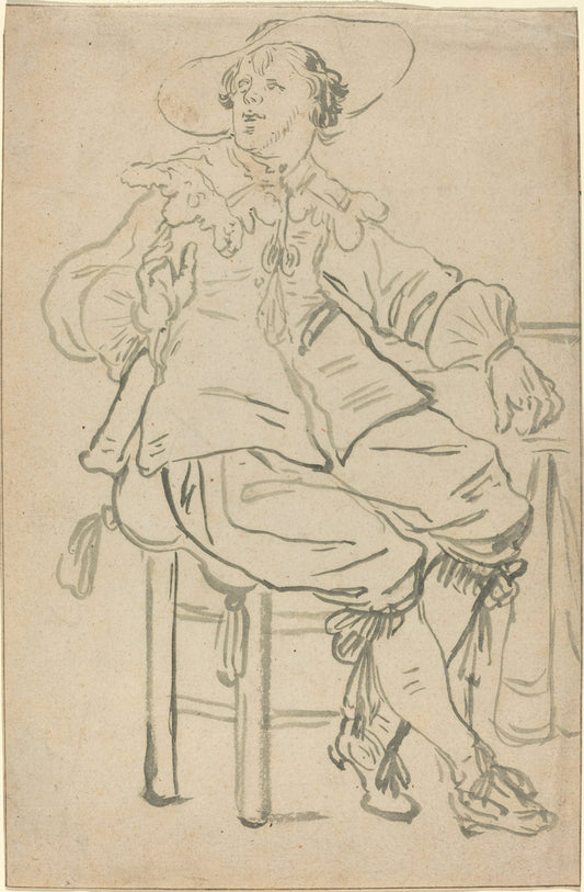 Seated Cavalier by Attributed to Jan Philipz van Bouckhorst (Dutch, c. 1588 - 1631), 16X12"(A3)Poster Print