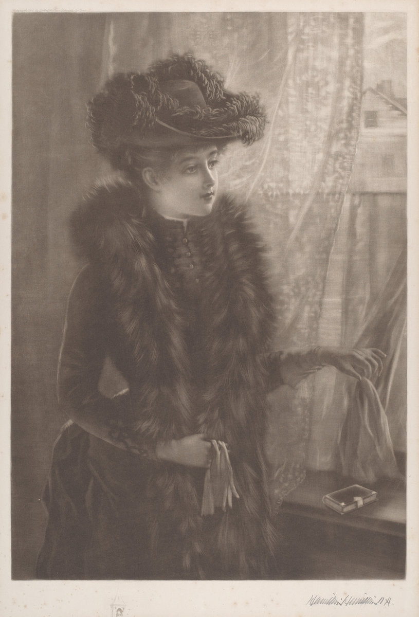 Untitled (Lady in Furs) by Hamilton Hamilton (American, 1847 - 1928), 16X12"(A3)Poster Print