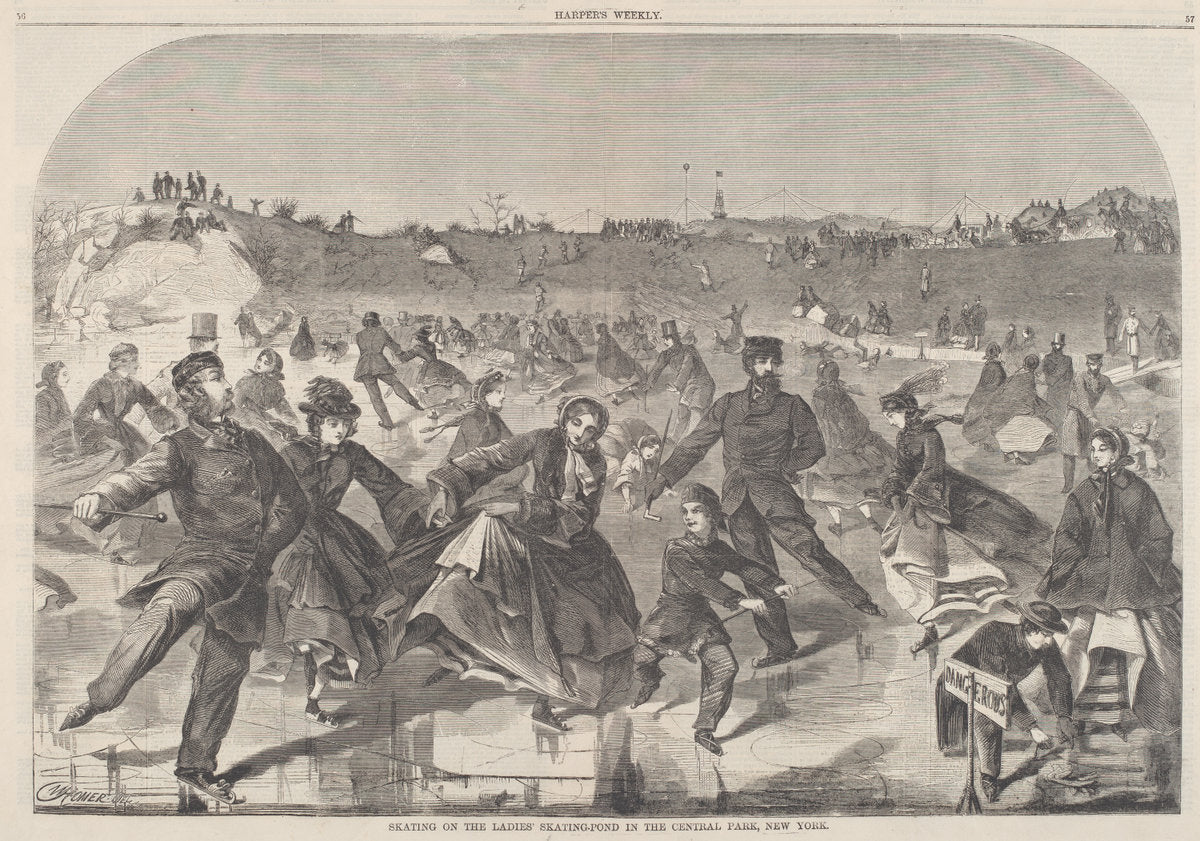 published 1860 by after Winslow Homer (Skating on the Ladies' Skating-Pond in the Central Park, New York), 16X12"(A3)Poster Print