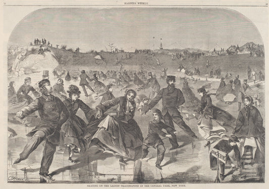 published 1860 by after Winslow Homer (Skating on the Ladies' Skating-Pond in the Central Park, New York), 16X12"(A3)Poster Print