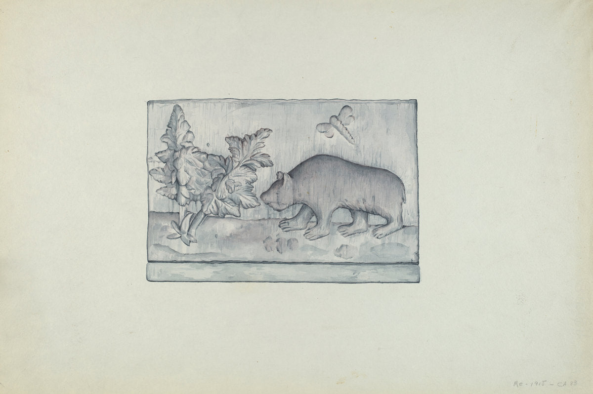 Relief Panel of Bear by Flora Merchant (American, active c. 1935), 16X12"(A3)Poster Print