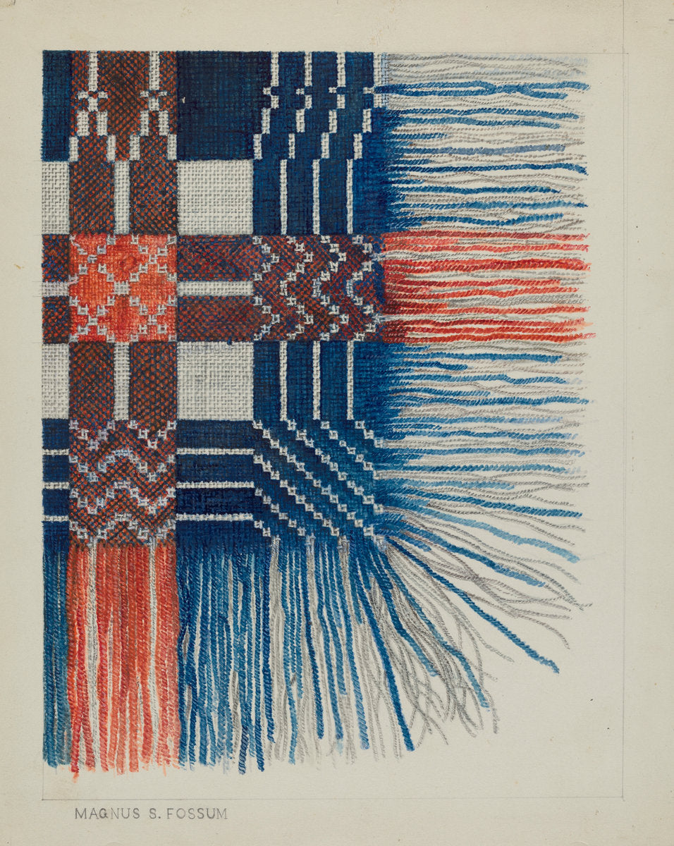 Woven Coverlet (Detail) by Magnus S. Fossum (American, 1888 - 1980), 16X12"(A3)Poster Print