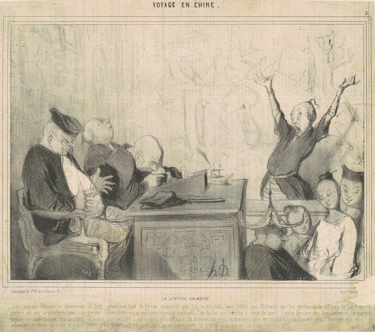 La justice chinoise by Honoré Daumier (French, 1808 - 1879), 16X12"(A3)Poster Print