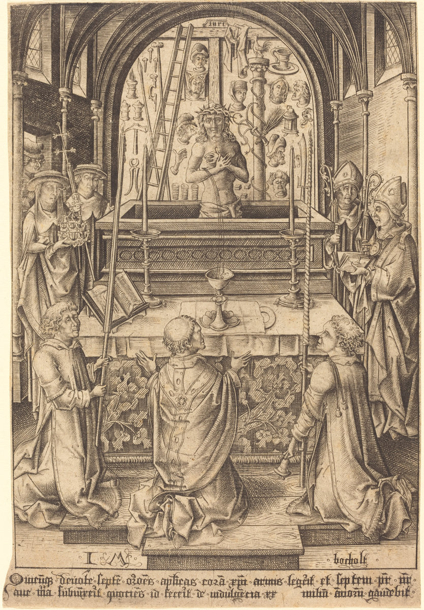 The Mass of Saint Gregory by Israhel van Meckenem (German, c. 1445 - 1503), 16X12"(A3)Poster Print