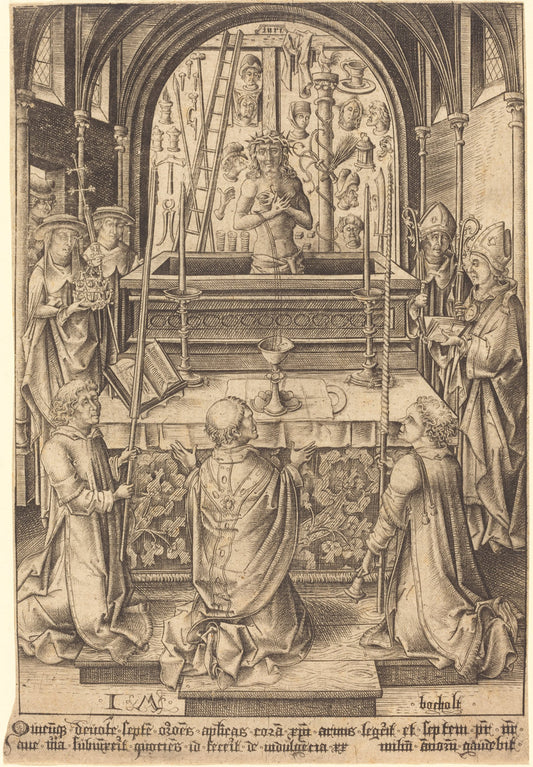 The Mass of Saint Gregory by Israhel van Meckenem (German, c. 1445 - 1503), 16X12"(A3)Poster Print