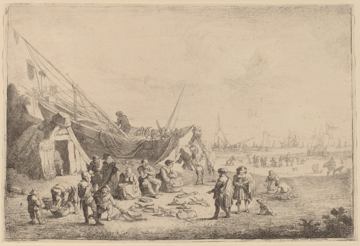 The Fishmongers by Peeter Bout (Flemish, 1658 - 1719), 16X12"(A3)Poster Print