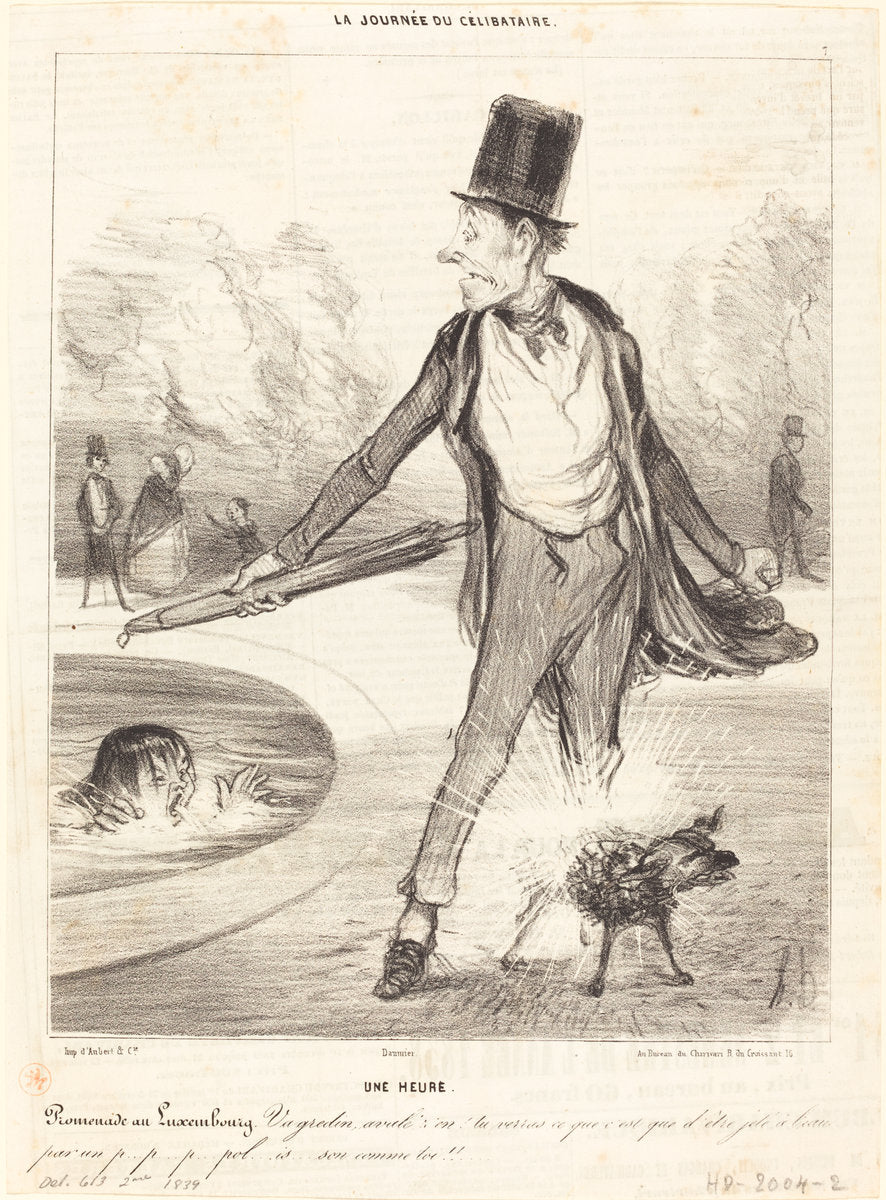 Une heure - Promenade au Luxembourg by Honoré Daumier (French, 1808 - 1879), 16X12"(A3)Poster Print