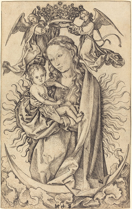 Madonna on the Crescent by Martin Schongauer (German, c. 1450 - 1491), 16X12"(A3)Poster Print